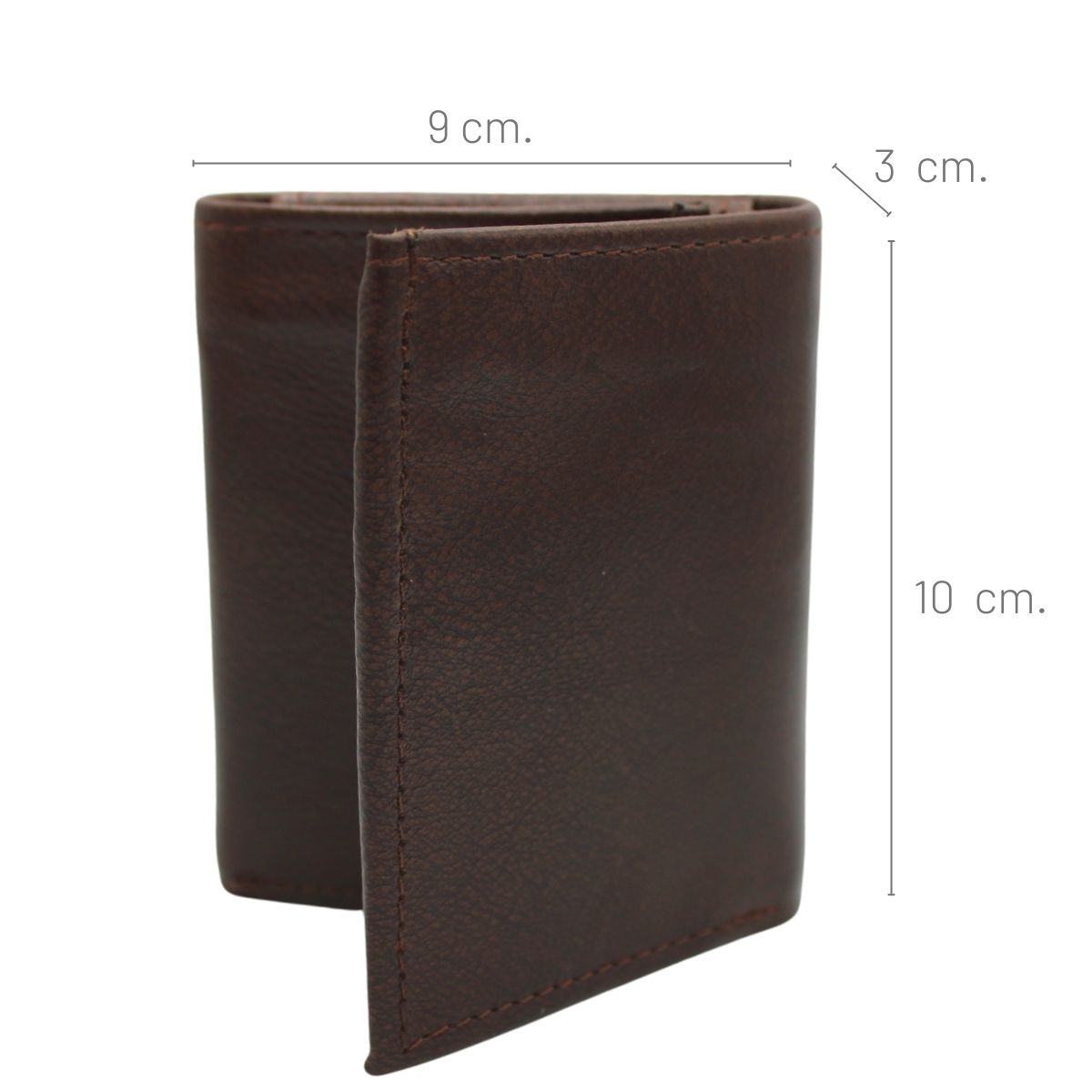 Cartera Hombre Piel Genuina Triple con Identificación Interiores en Piel