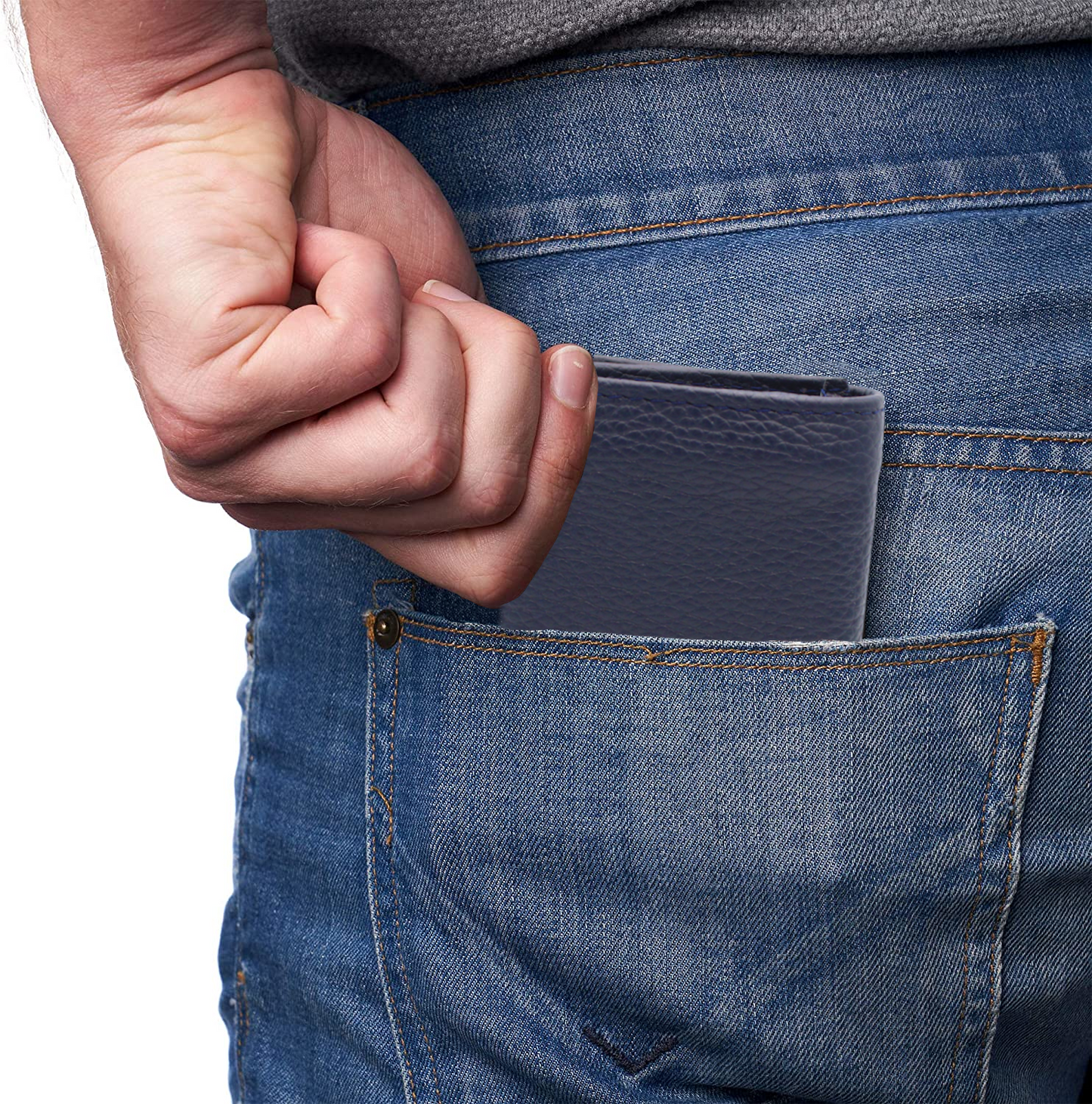 Cartera Hombre Piel Genuina Triple Cierre Interno Interiores en Piel