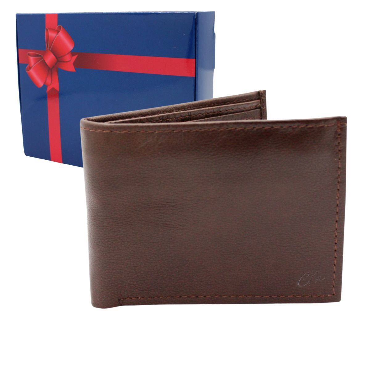 Cartera Hombre Piel Genuina Bifold Compartimento Secreto Interiores en Tela