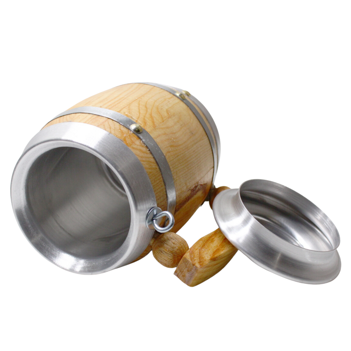 Tarro Cervecero Madera de Pino con Tapa y Popote