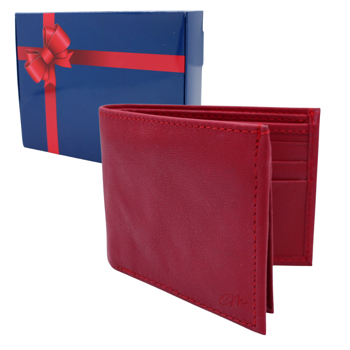 Cartera Hombre Piel Genuina Bifold División Oculta Interiores en Piel