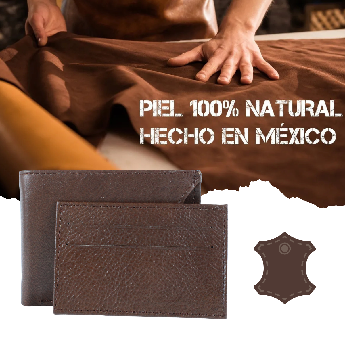 Cartera Hombre Piel Genuina Tarjetero Extraíble Horizontal Interiores en Piel
