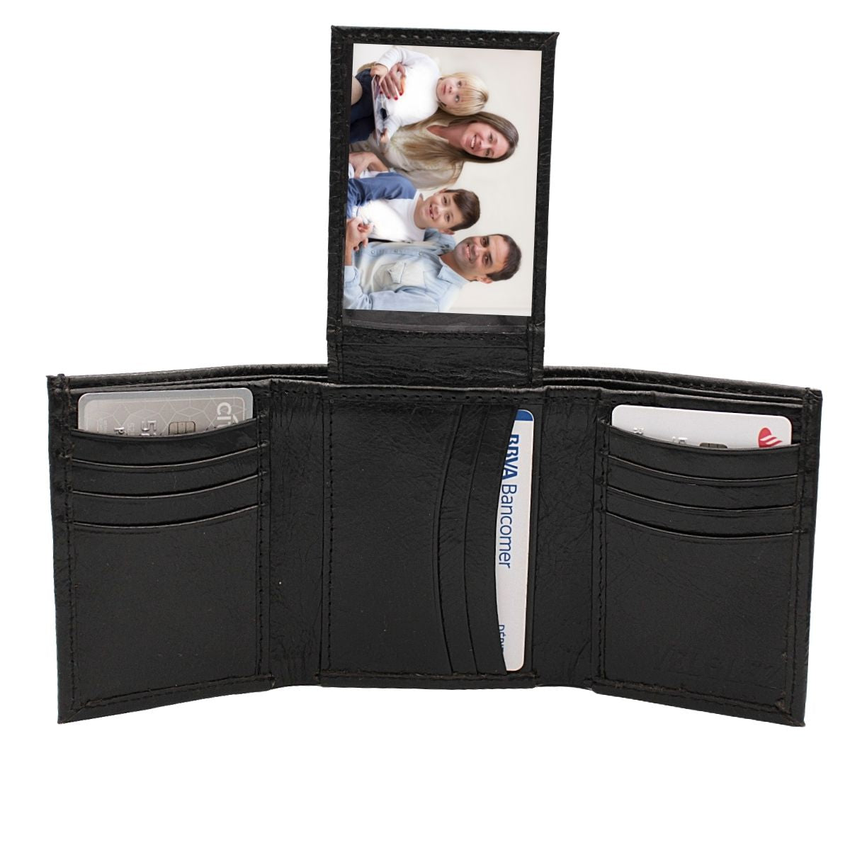 Cartera Hombre Piel Genuina Triple con Identificación Interiores en Piel