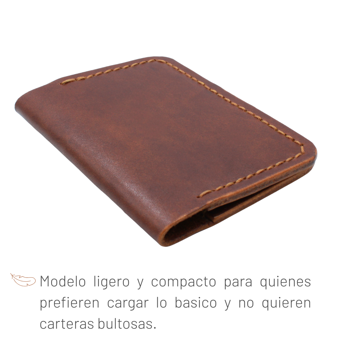 Tarjetero Plegable Cartera Hecho a Mano Piel Genuina Res
