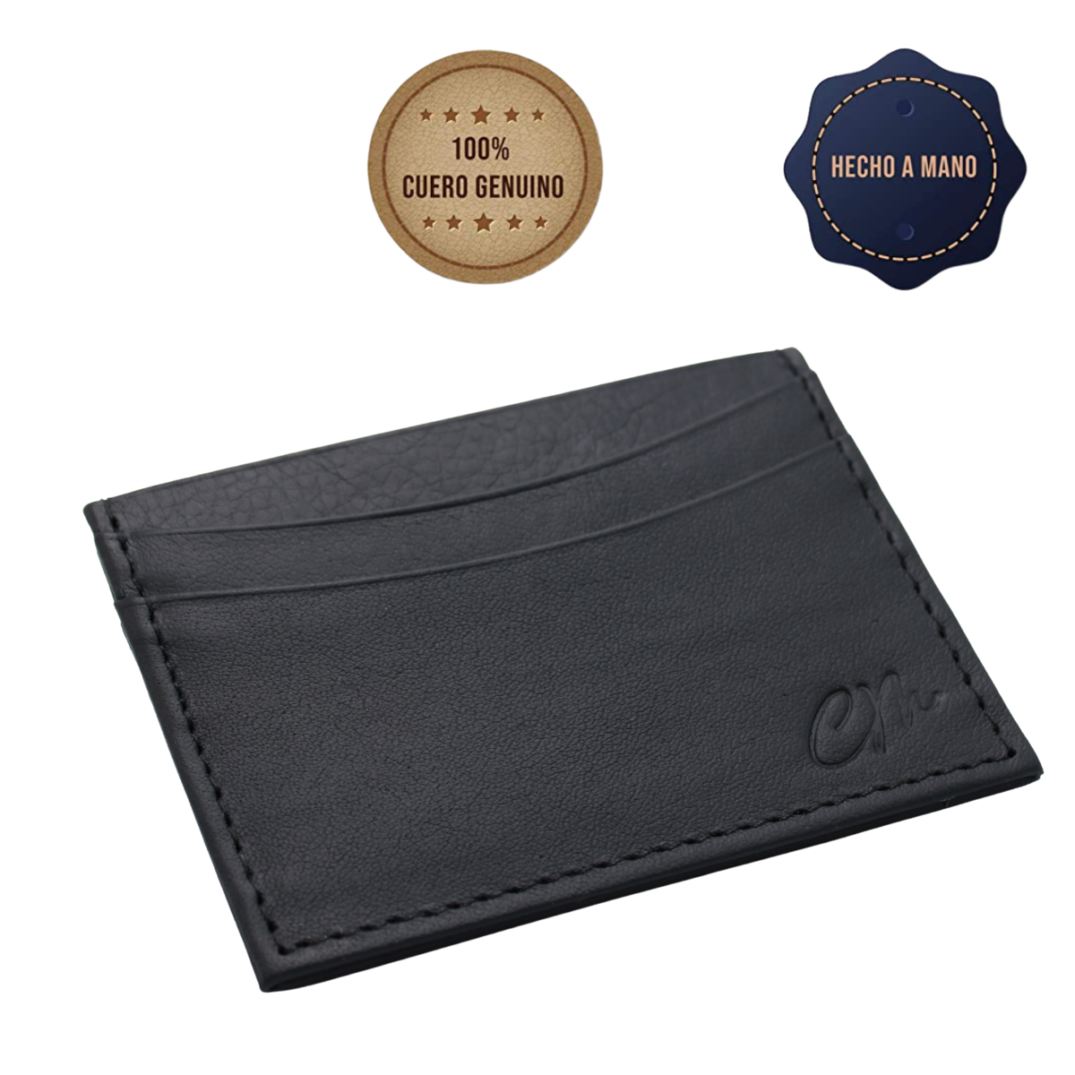 Cartera Tarjetero Piel Genuina Modelo "U" Minimalista Interiores en Piel