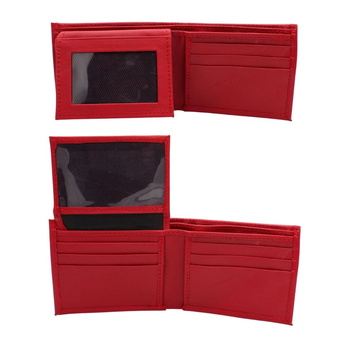 Cartera Hombre Piel Genuina Bifold Compartimento Secreto Interiores en Tela