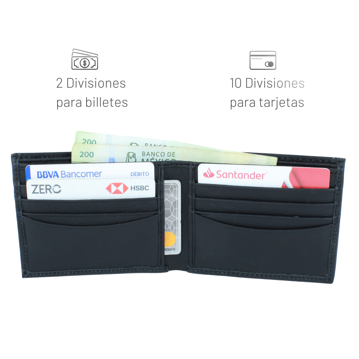 Cartera Hombre Piel Genuina Tarjetero Extraíble Horizontal Interiores en Piel