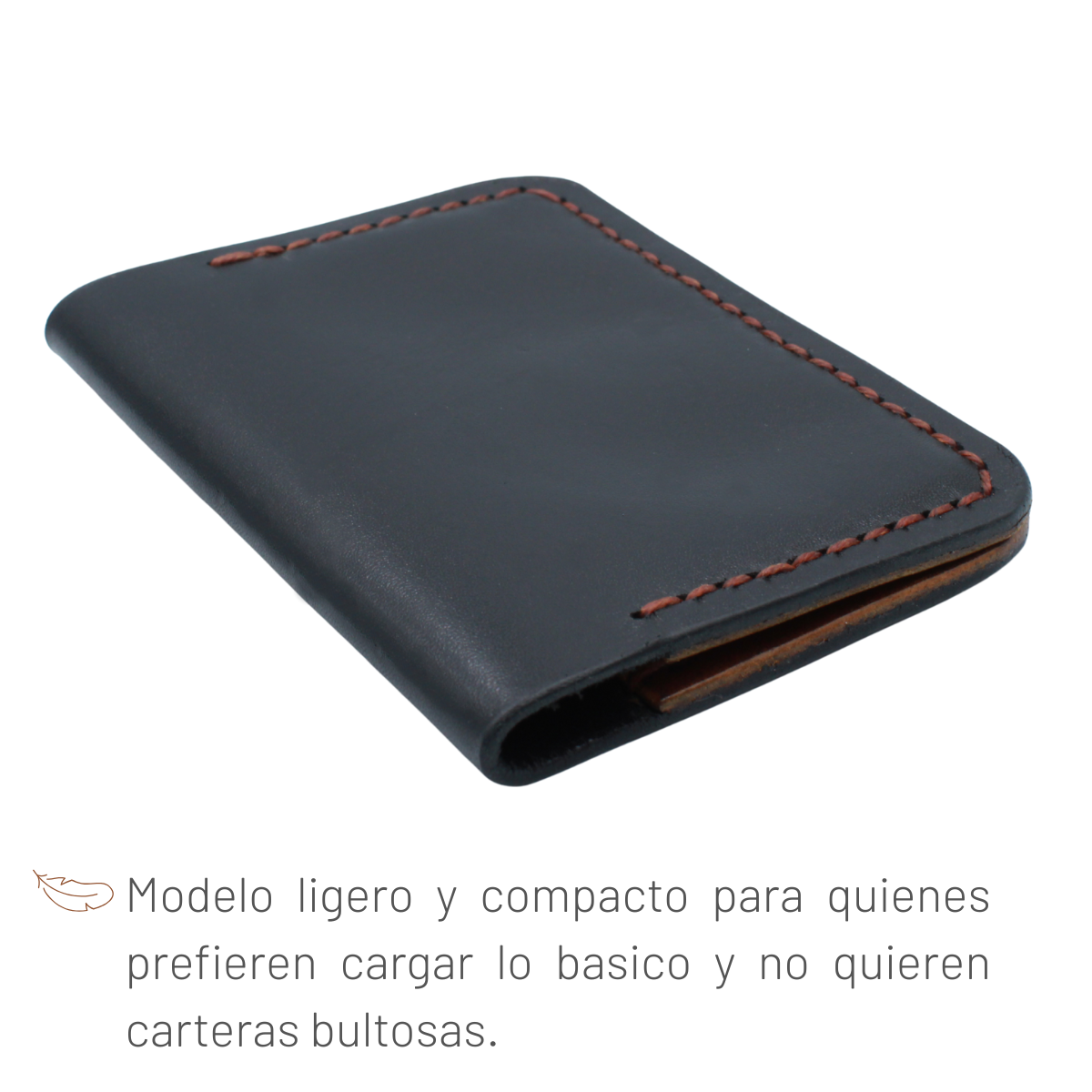 Tarjetero Plegable Cartera Hecho a Mano Piel Genuina Res