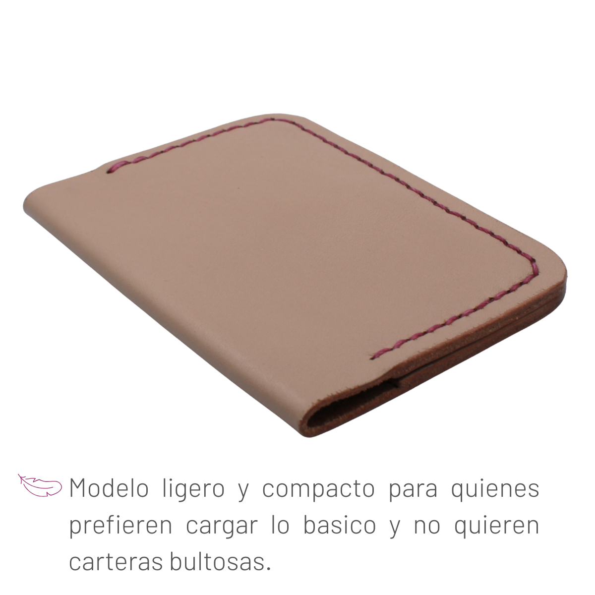 Tarjetero Plegable Cartera Hecho a Mano Piel Genuina Res
