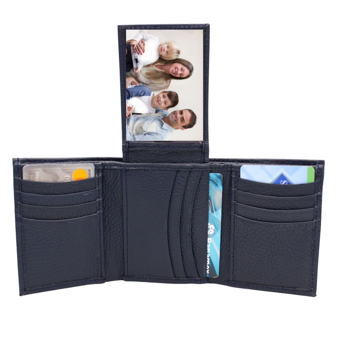 Cartera Hombre Piel Genuina Triple con Identificación Interiores en Piel