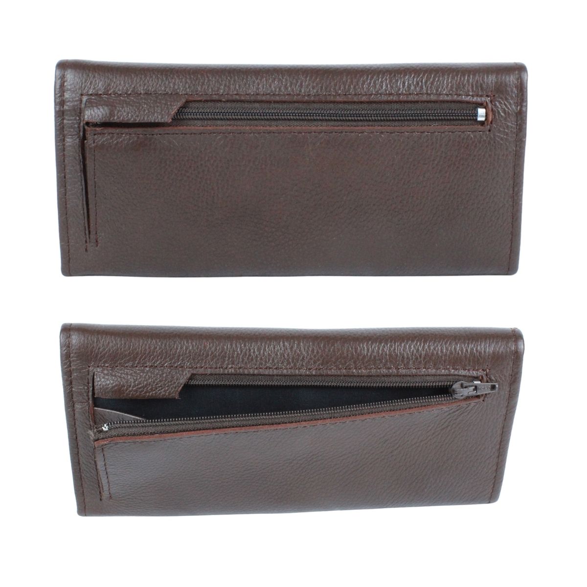 Cartera Tarjetero Piel Genuina Largo Porta Pluma Interiores en Tela