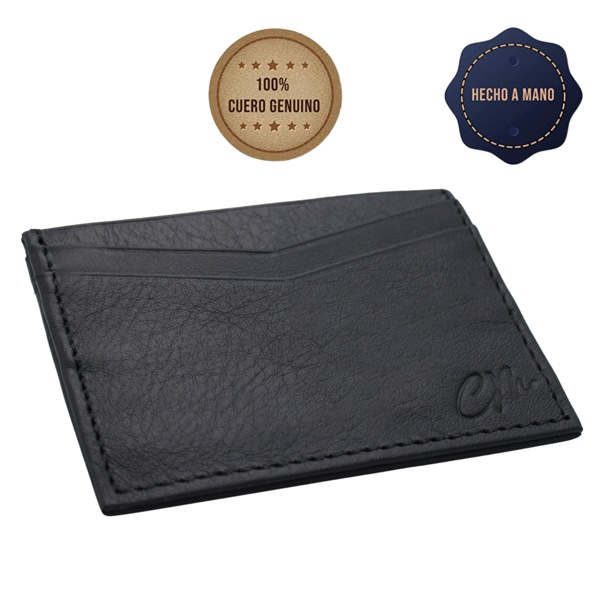 Cartera Tarjetero Piel Genuina Modelo "V" Minimalista Interiores en Piel