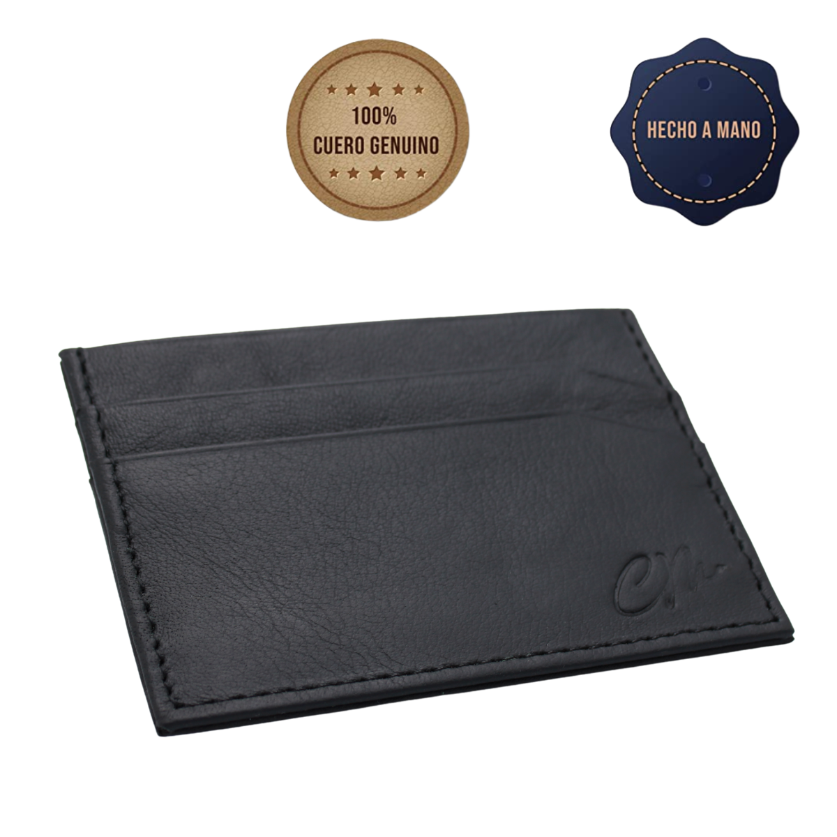 Cartera Tarjetero Piel Genuina Modelo "L" Minimalista Interiores en Piel