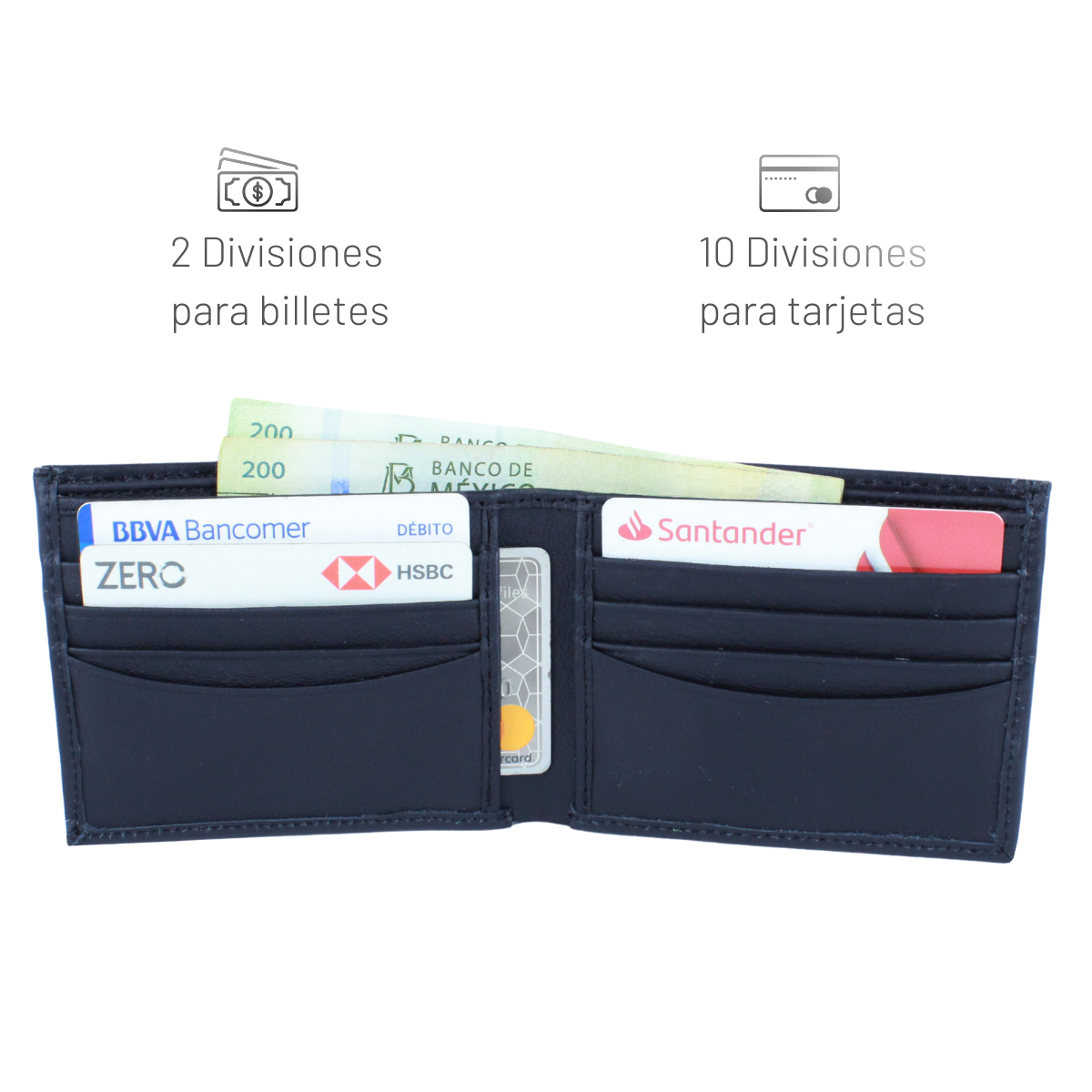 Cartera Hombre Piel Genuina Tarjetero Extraíble Horizontal Interiores en Piel