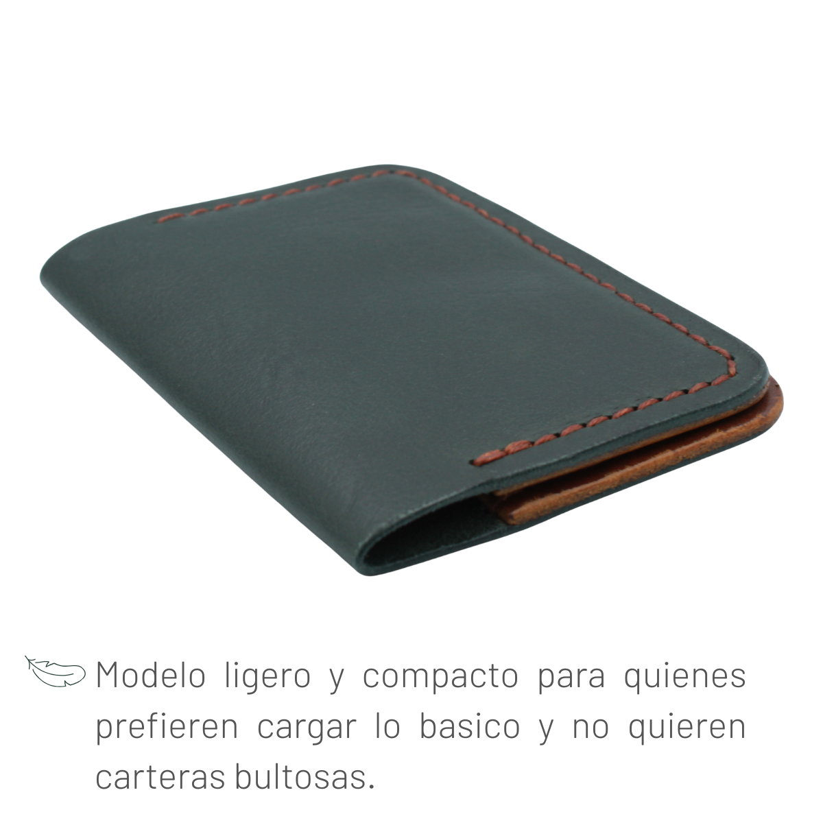 Tarjetero Plegable Cartera Hecho a Mano Piel Genuina Res