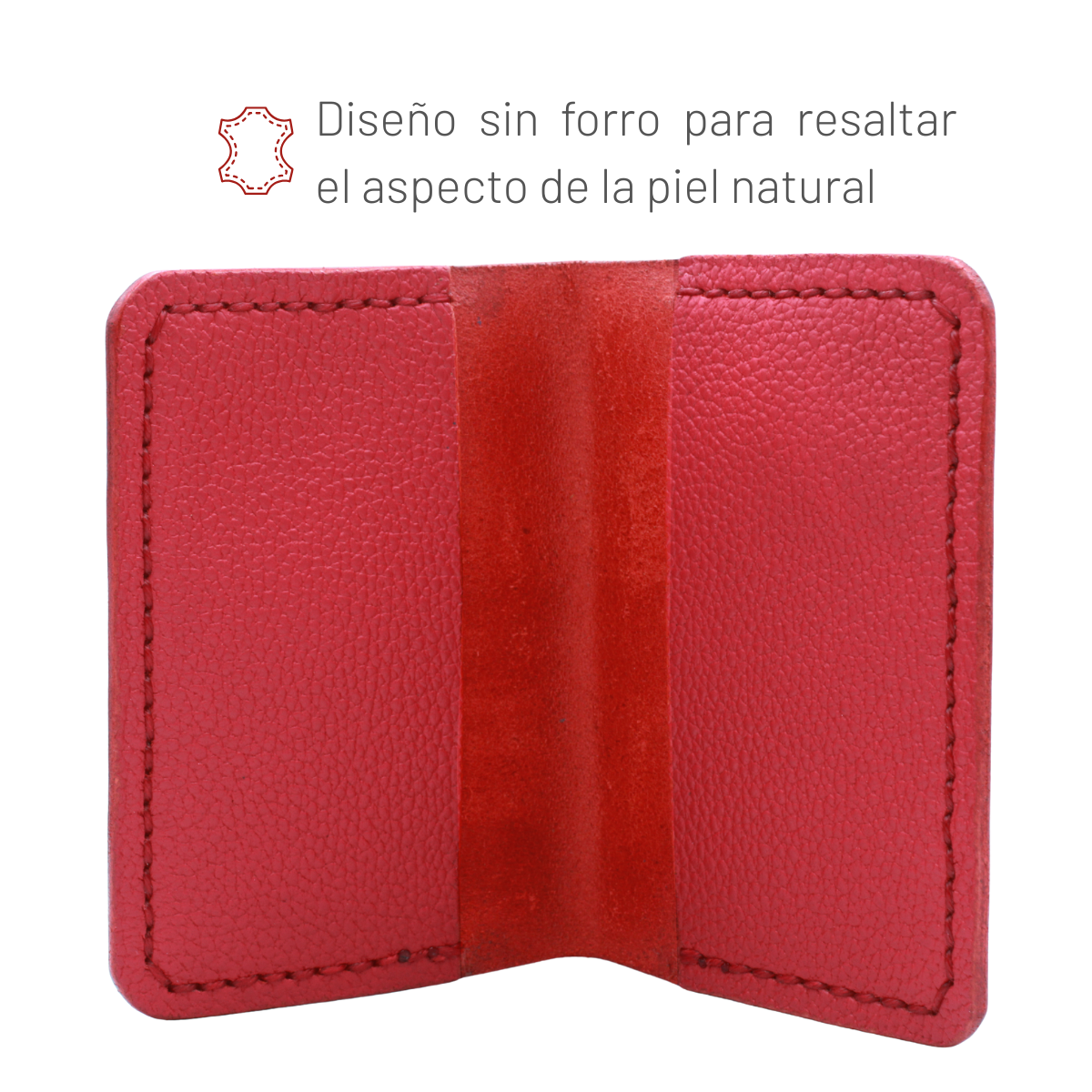 Tarjetero Plegable Cartera Hecho a Mano Piel Genuina Res