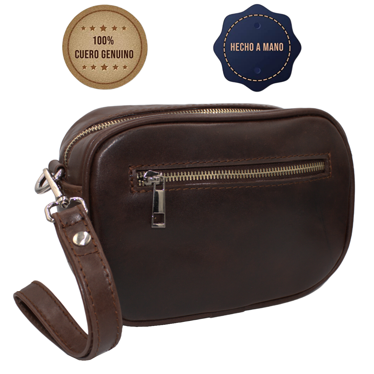 Bandolera Hombre Piel Genuina Correa Mano y Hombro