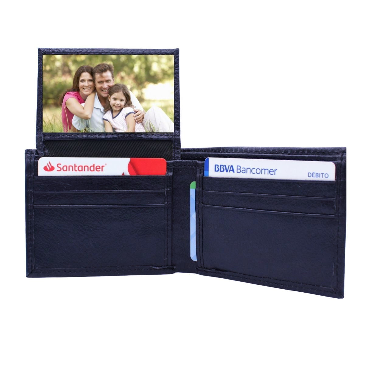 Cartera Hombre Piel Genuina Bifold División Oculta Interiores en Piel