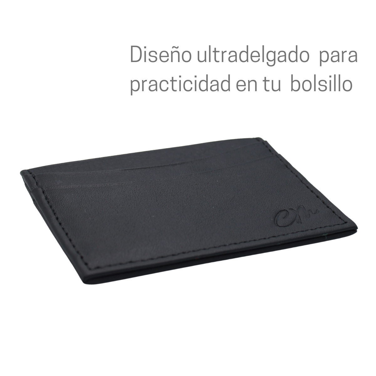 Cartera Tarjetero Piel Genuina Modelo "U" Minimalista Interiores en Piel