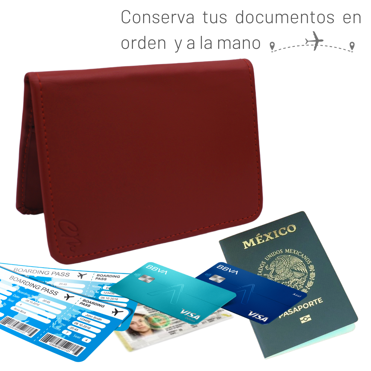 Cartera Tarjetero Porta Pasaporte Piel Genuina Interiores en Piel