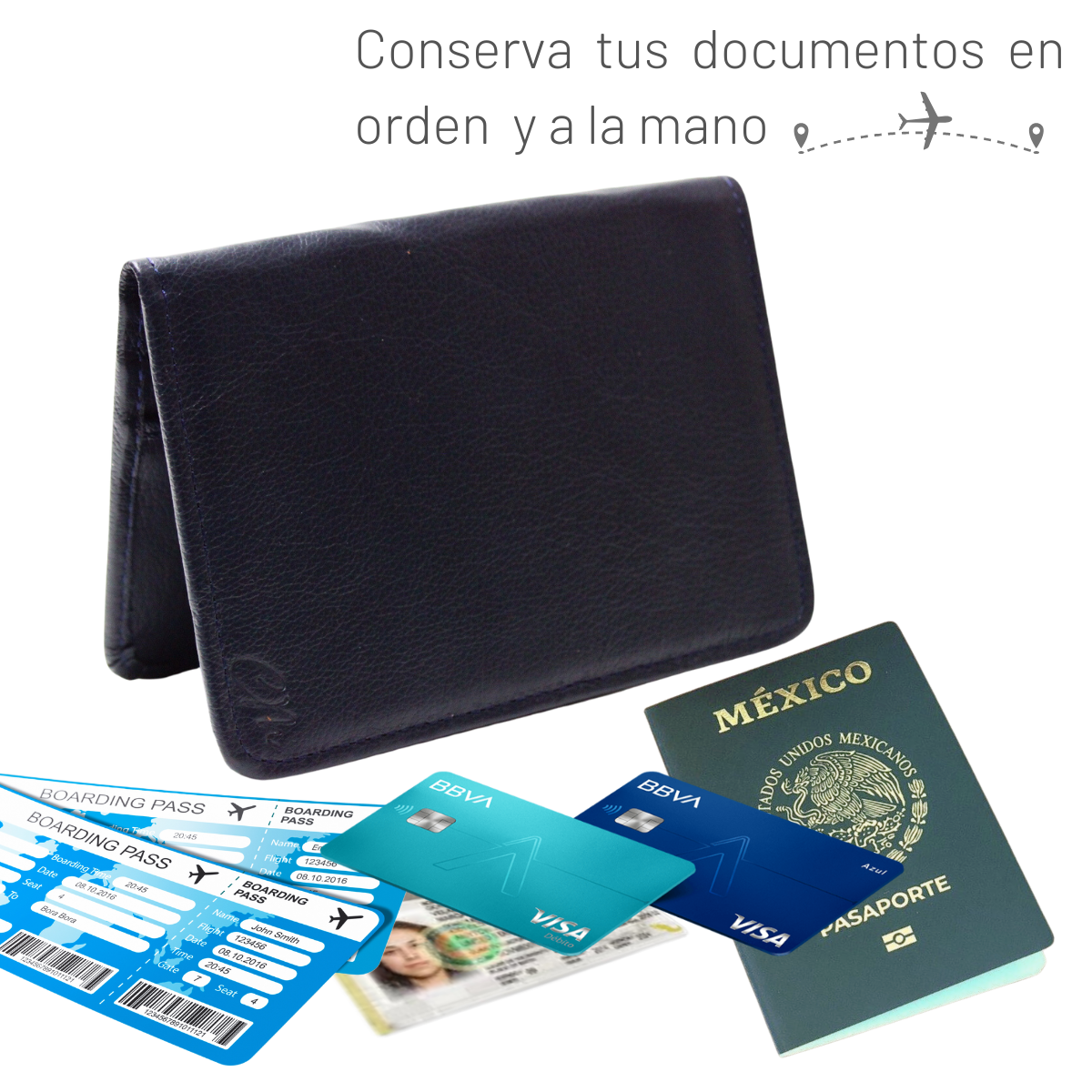 Cartera Tarjetero Porta Pasaporte Piel Genuina Interiores en Piel
