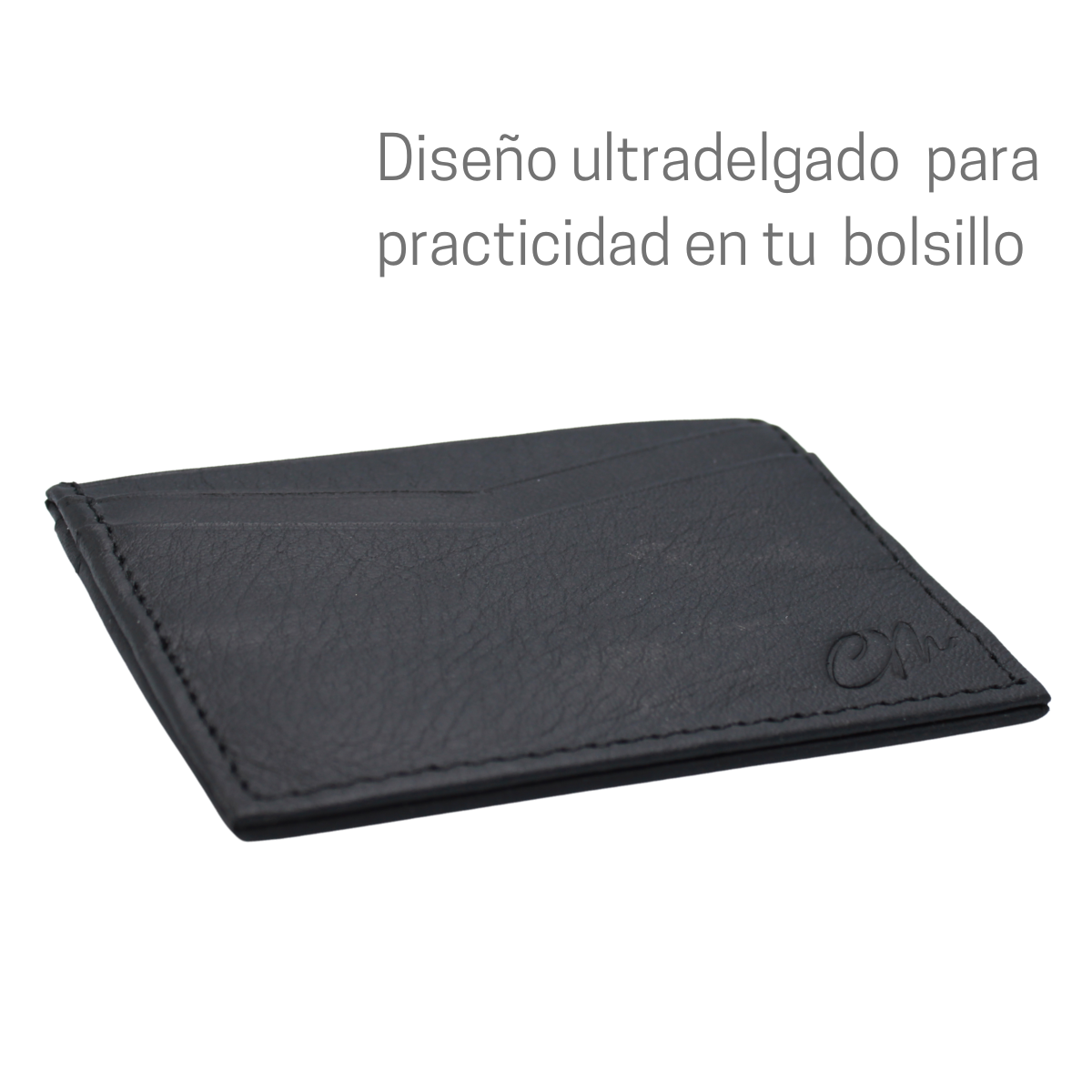 Cartera Tarjetero Piel Genuina Modelo "V" Minimalista Interiores en Piel