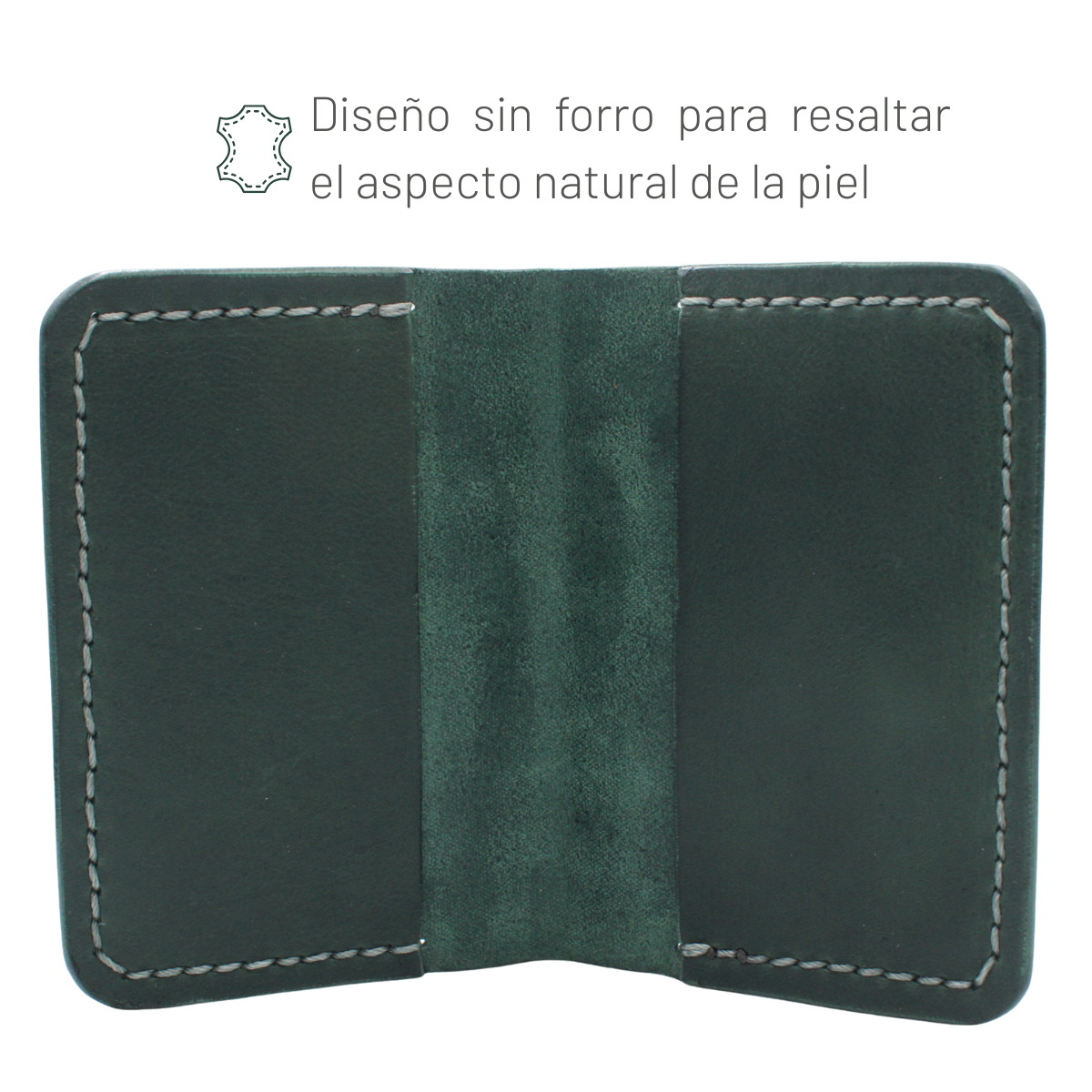 Tarjetero Plegable Cartera Hecho a Mano Piel Genuina Res