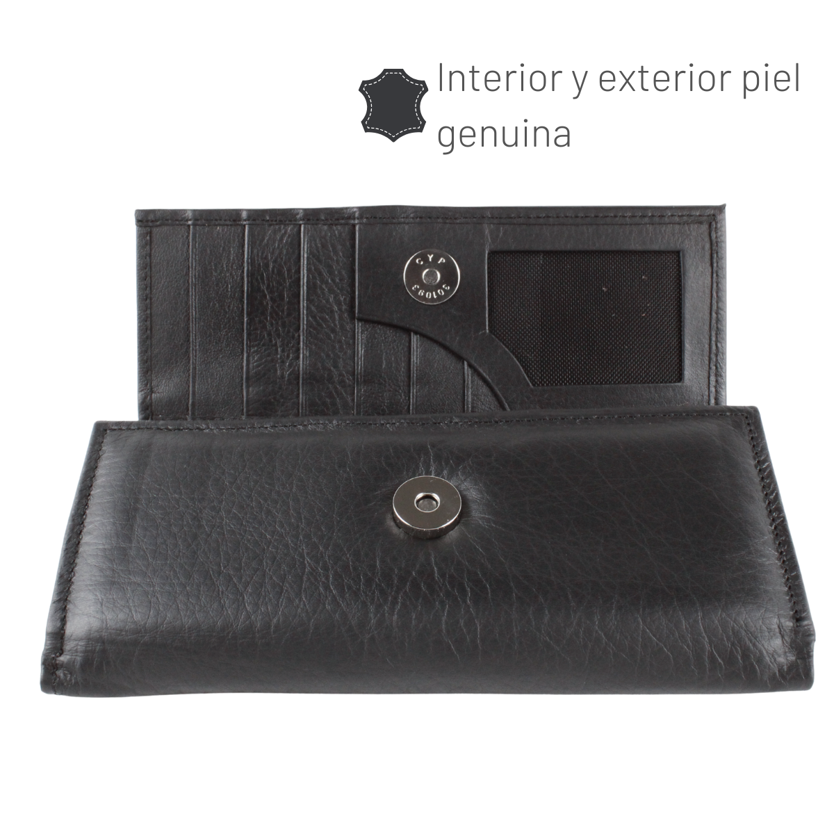 Cartera Mujer Piel Genuina Gran Capacidad Cierre Espejo Interiores en Piel