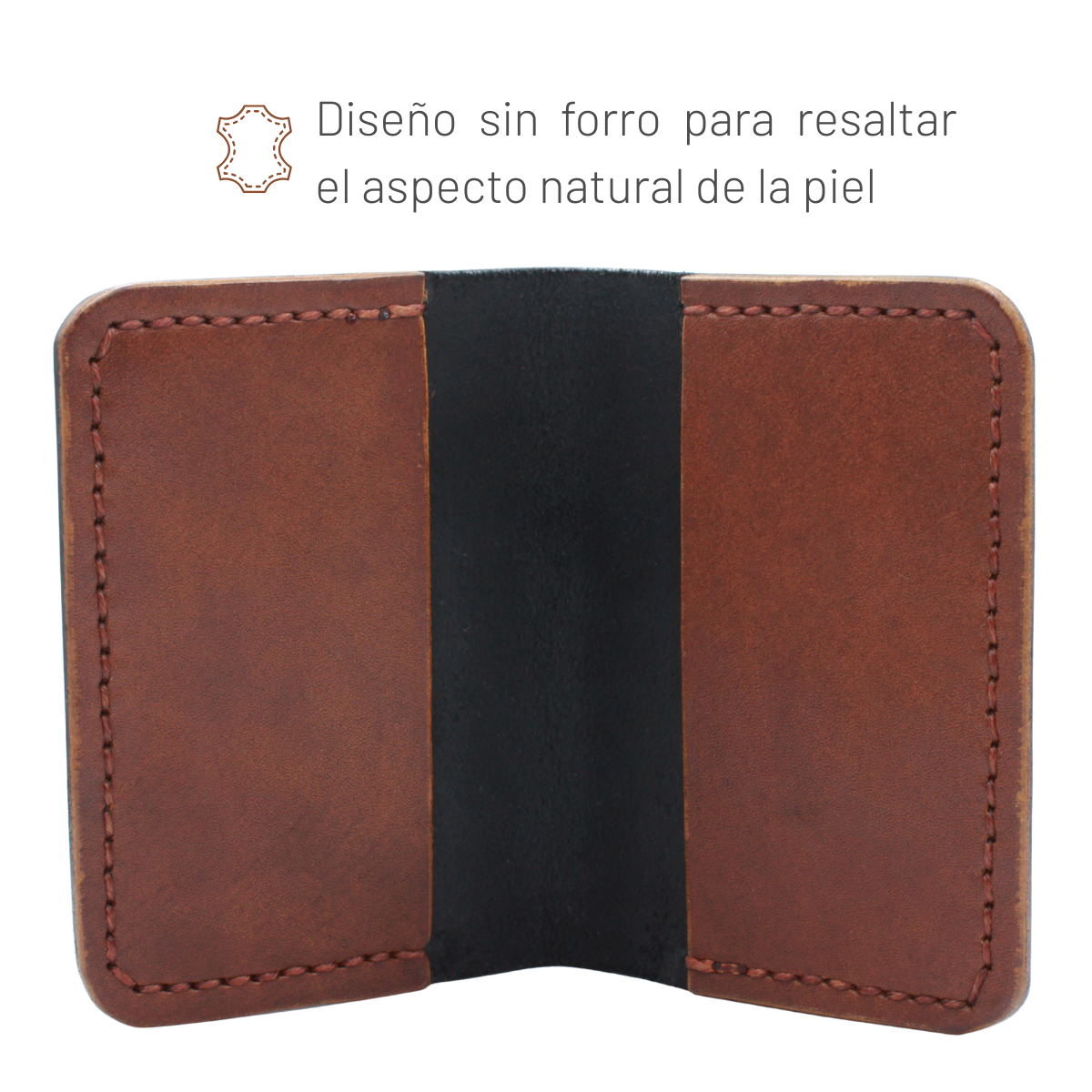 Tarjetero Plegable Cartera Hecho a Mano Piel Genuina Res