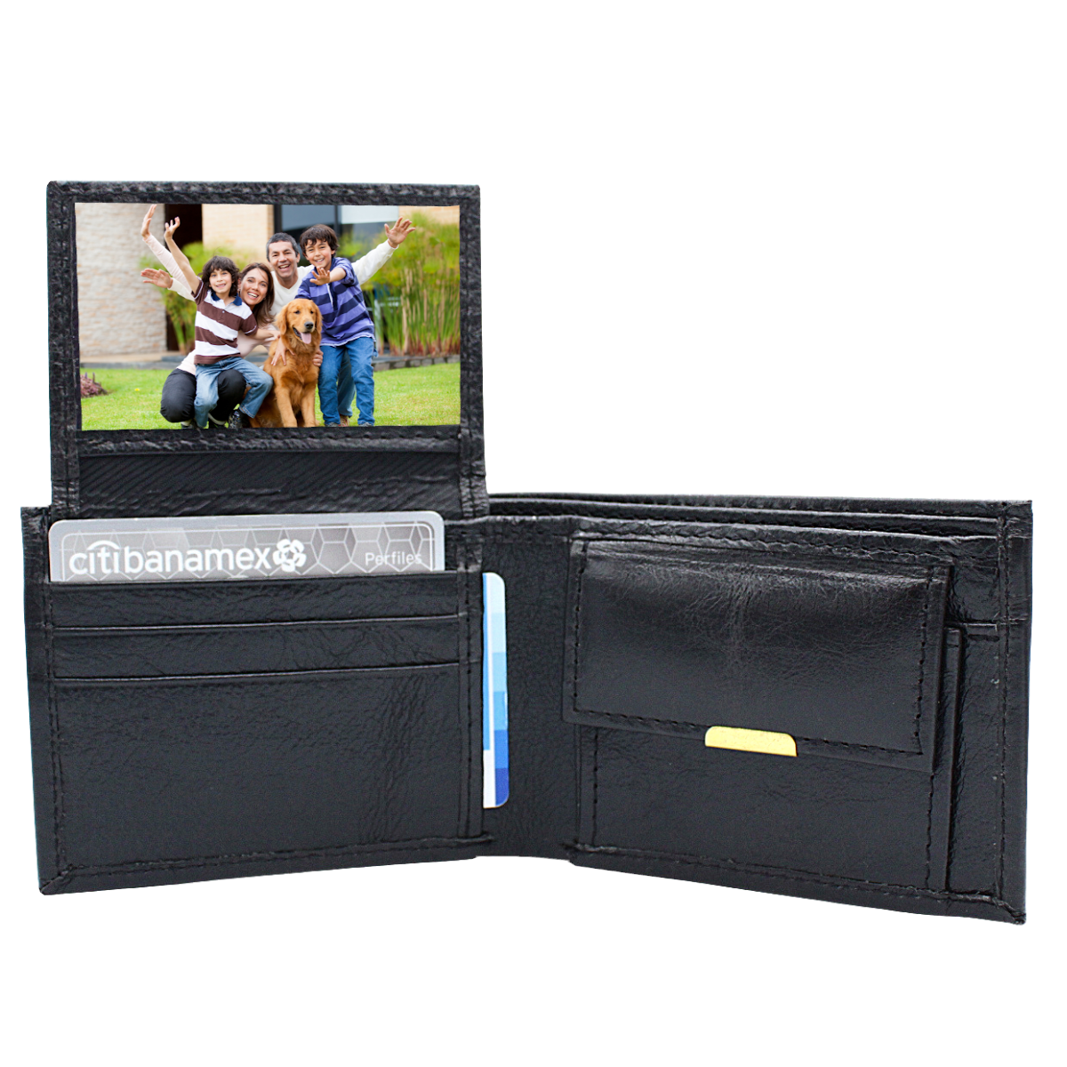 Cartera Hombre Piel Genuina Monedero Interiores en Tela
