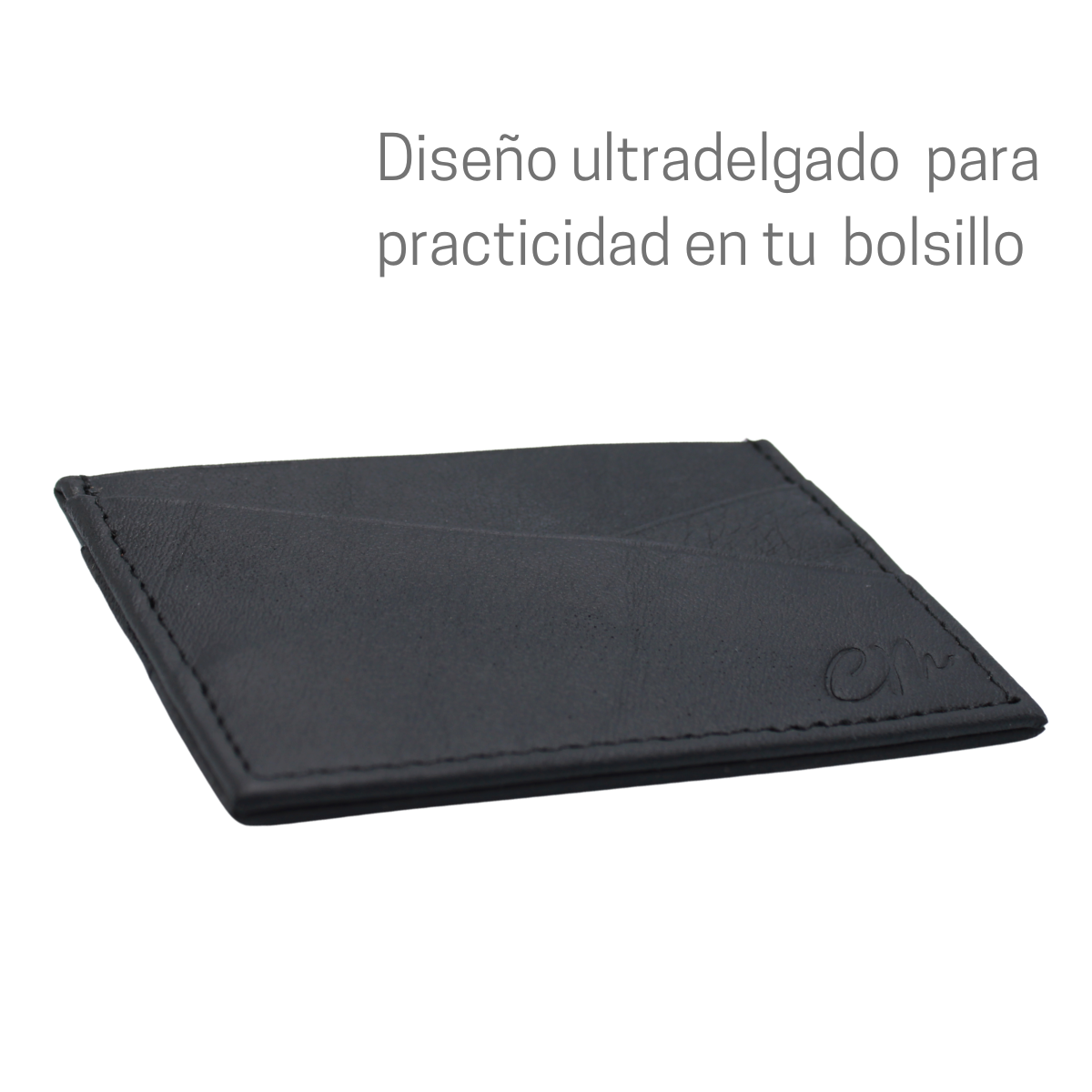 Cartera Tarjetero Piel Genuina Modelo "X" Minimalista Interiores en Piel