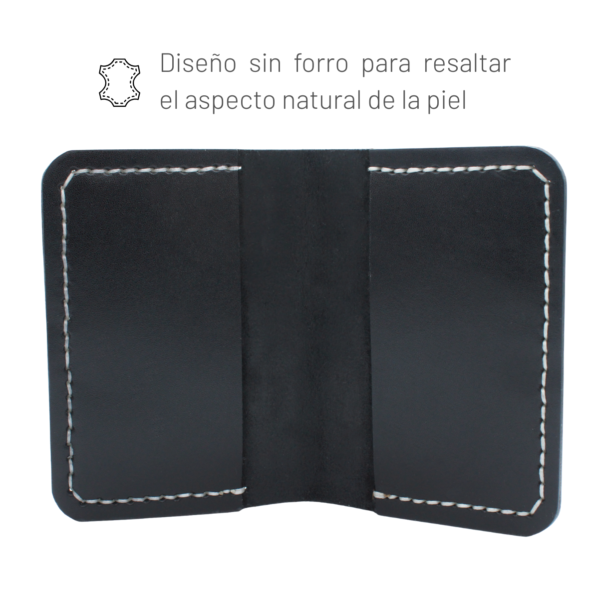 Tarjetero Plegable Cartera Hecho a Mano Piel Genuina Res