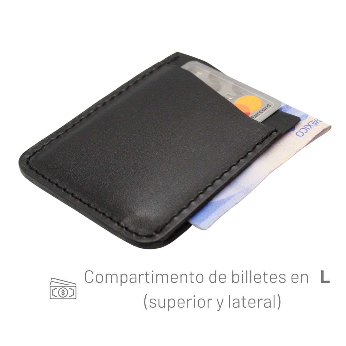 Cartera Tarjetero Piel Genuina Pull Up Minimalista Vertical