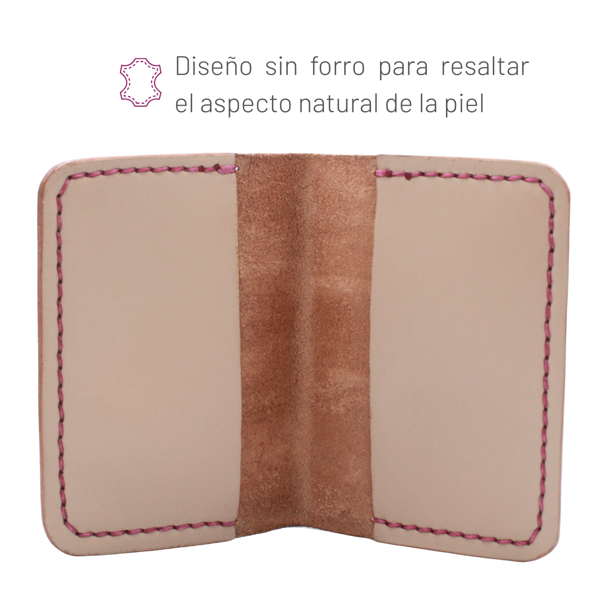Tarjetero Plegable Cartera Hecho a Mano Piel Genuina Res