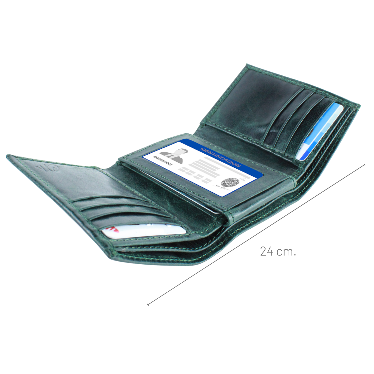 Cartera Hombre Piel Genuina Triple con Identificación Interiores en Piel