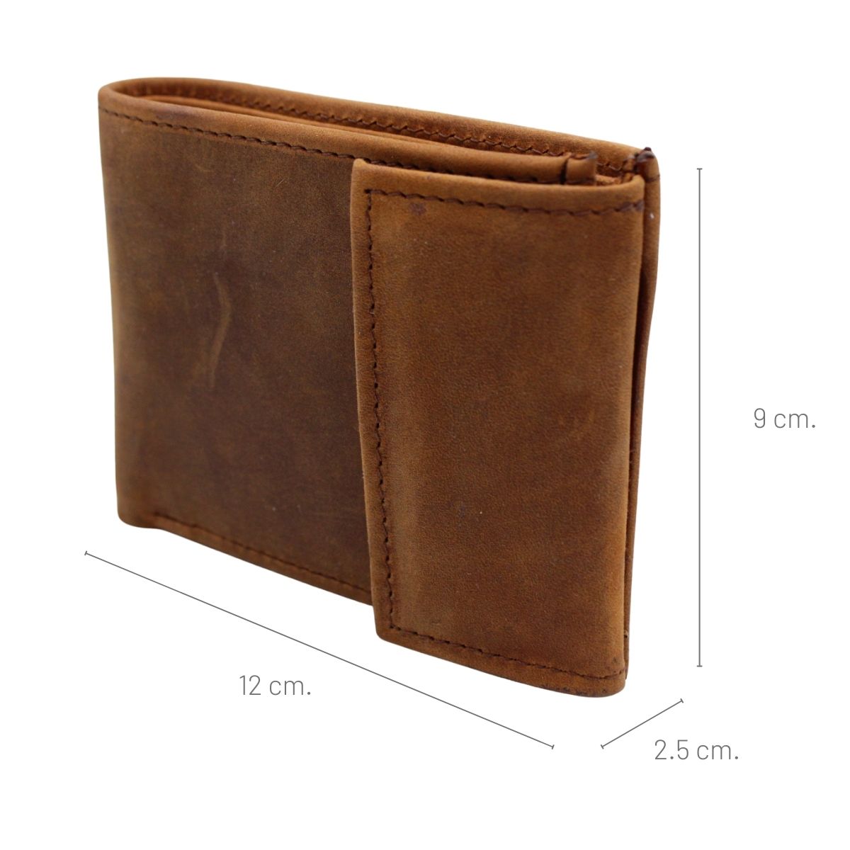 Cartera Hombre Piel Genuina Cierre Velcro Vintage Interiores en Tela