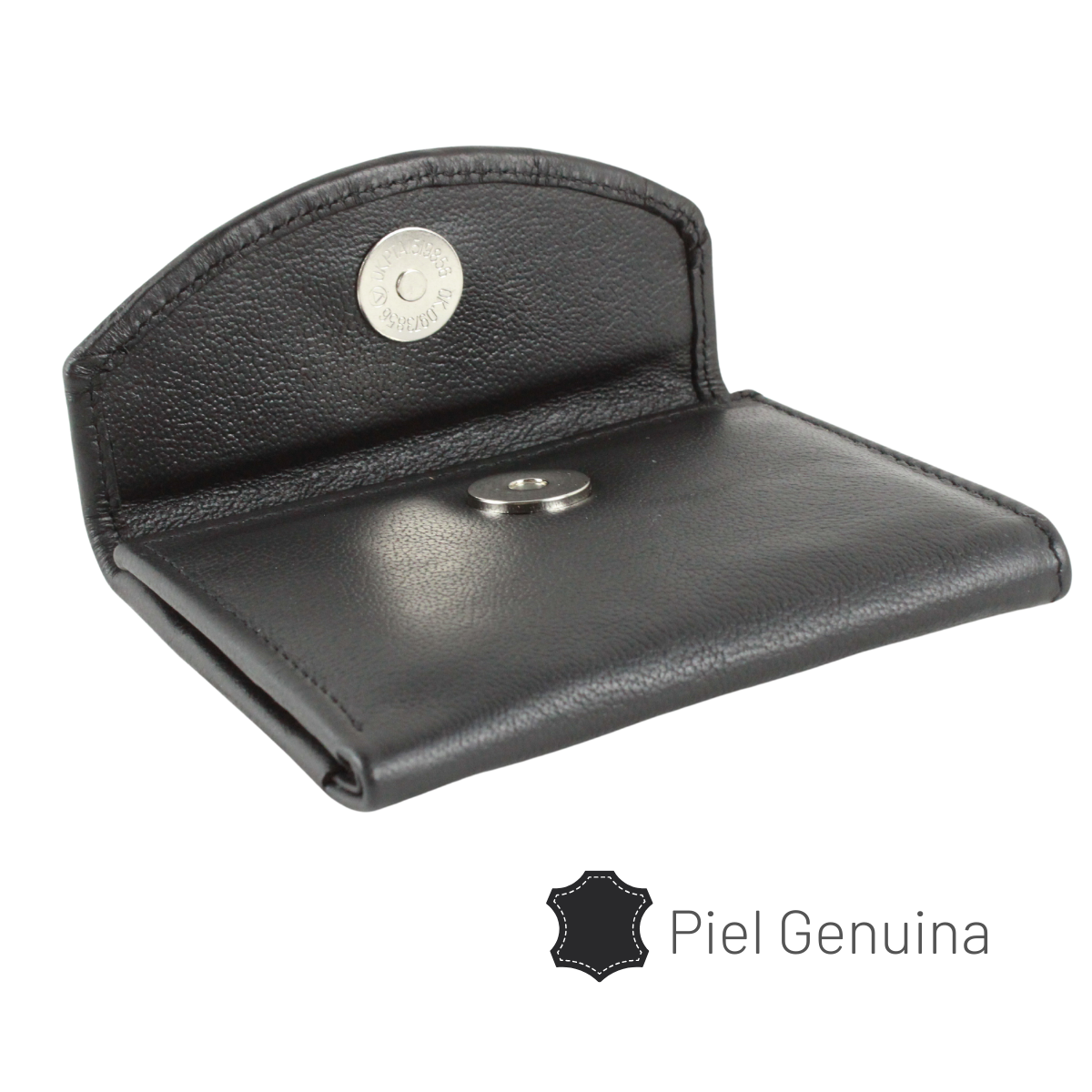 Cartera Tarjetero Piel Genuina Monedero Broche Imán Interiores en Tela