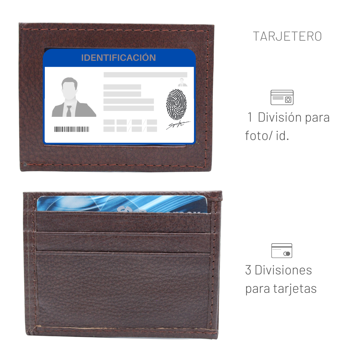 Cartera Hombre Piel Genuina Tarjetero Extraíble Vertical Interiores en Piel