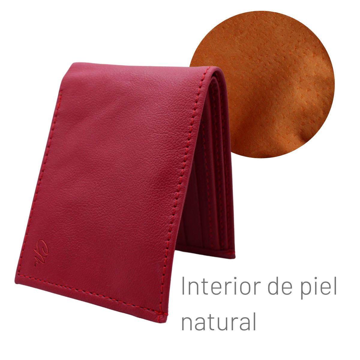 Cartera Hombre Piel Genuina Bifold División Oculta Interiores en Piel