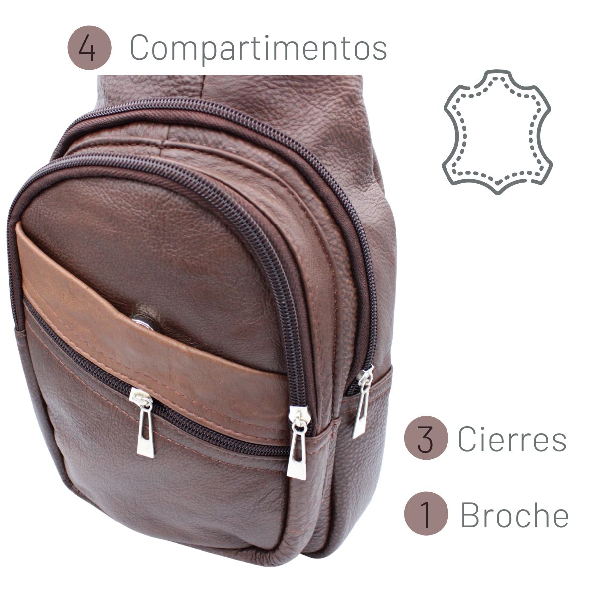 Pechera Hombre Piel Genuina Correa Ajustable