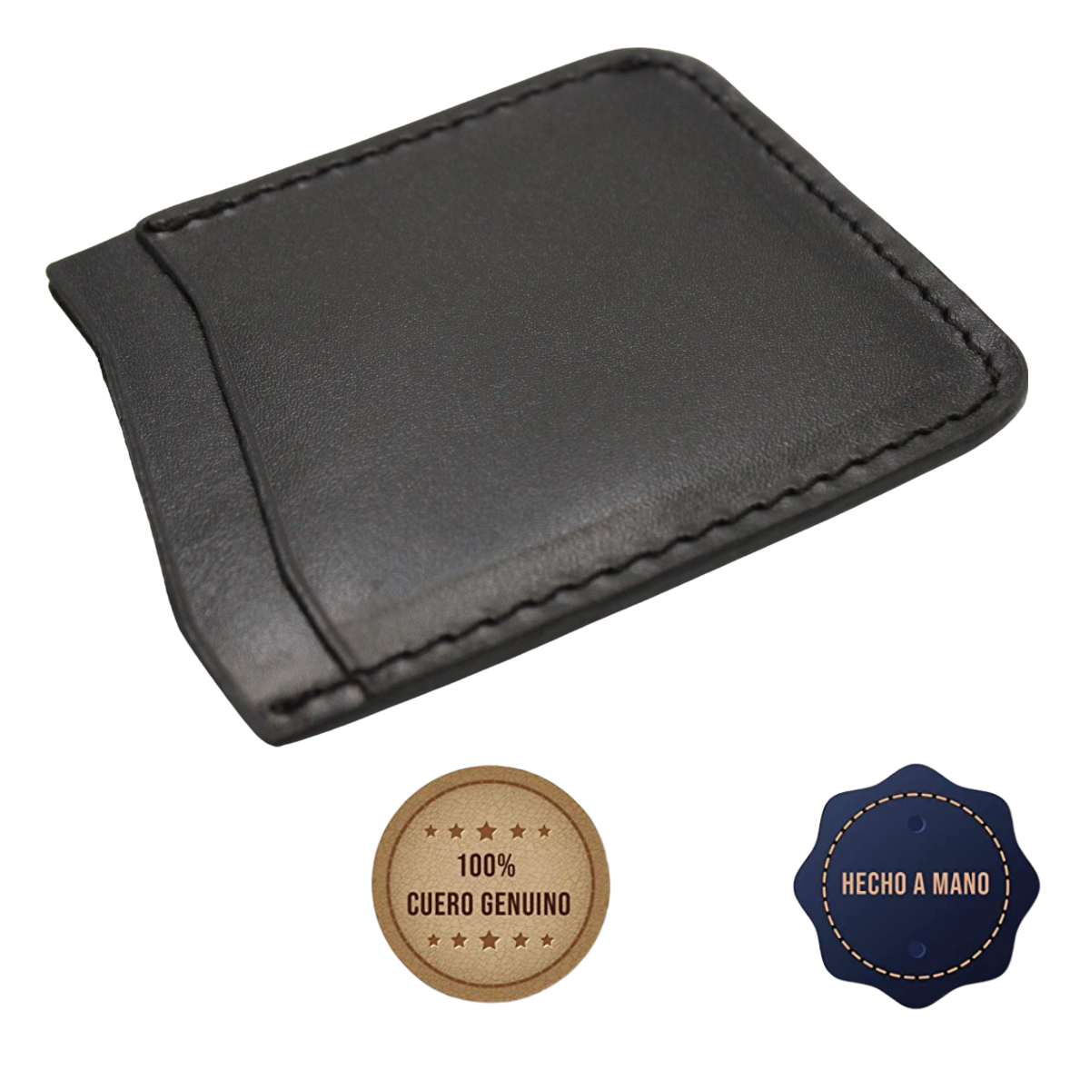 Cartera Tarjetero Piel Genuina Pull Up Minimalista Vertical