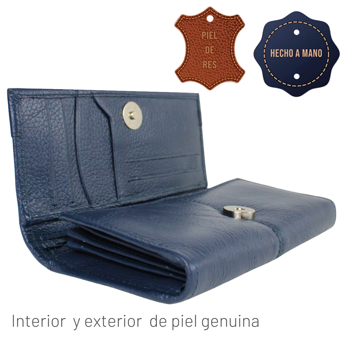 Cartera Mujer Piel Genuina Amplia Interiores en Piel