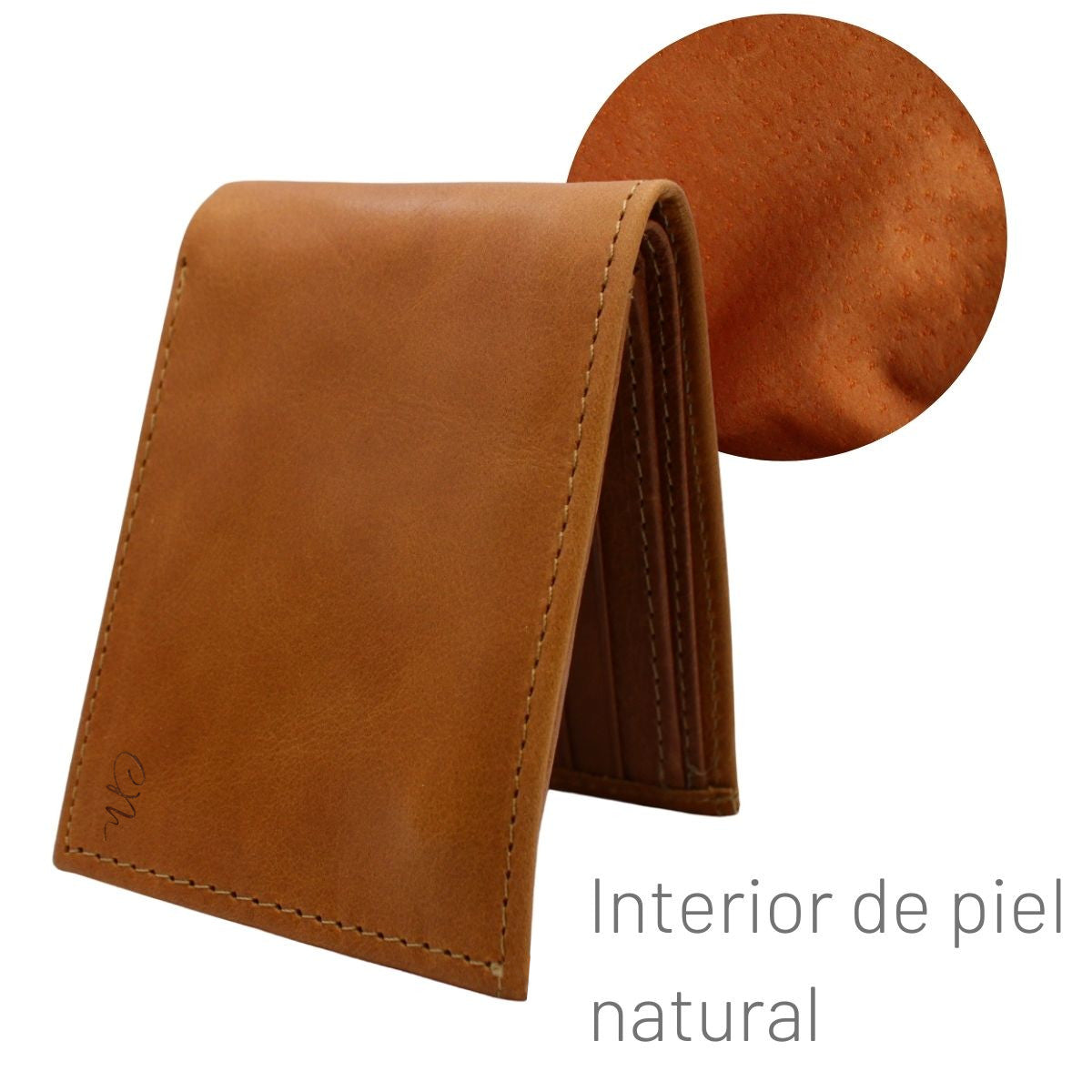 Cartera Hombre Piel Genuina Bifold División Oculta Interiores en Piel