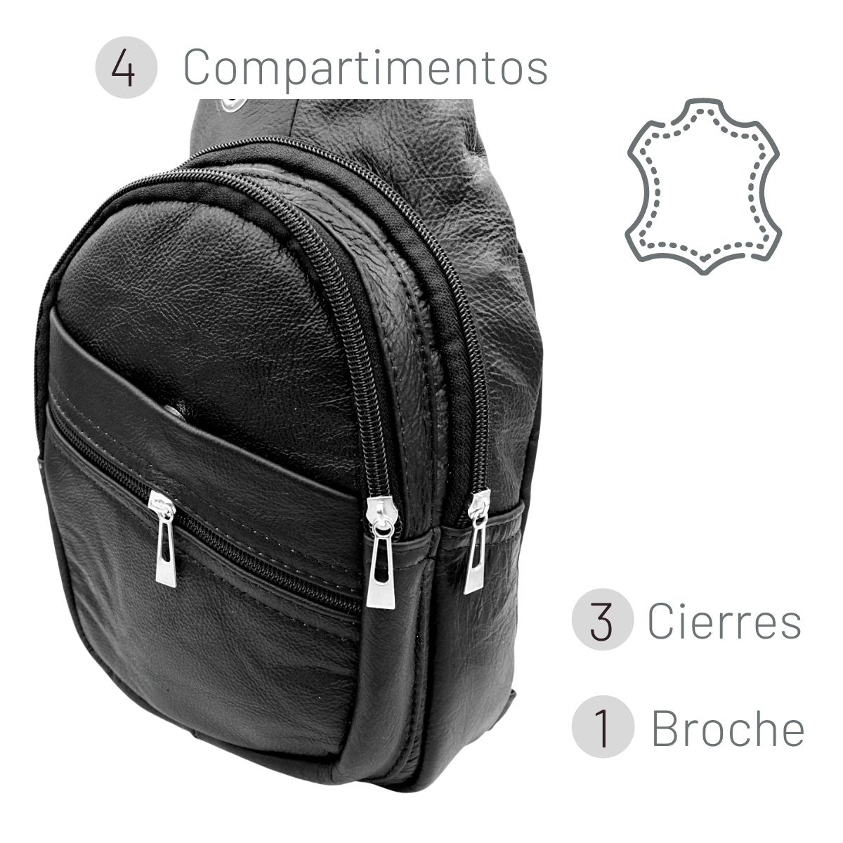 Pechera Hombre Piel Genuina Correa Ajustable