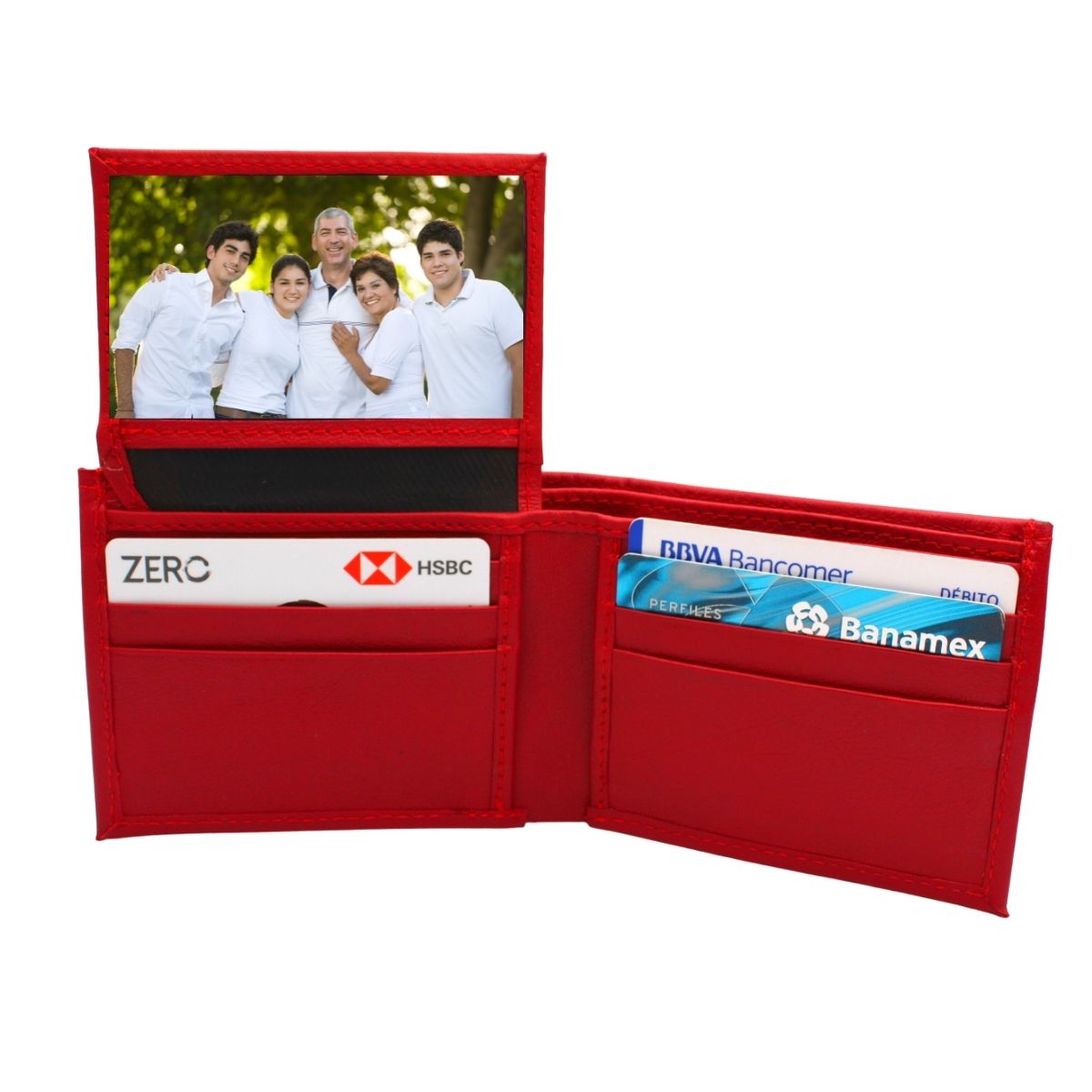 Cartera Hombre Piel Genuina Bifold Compartimento Secreto Interiores en Tela
