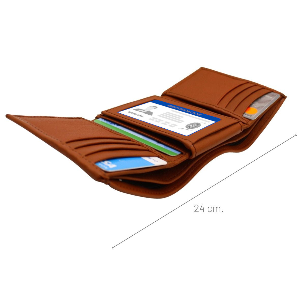 Cartera Hombre Piel Genuina Triple con Identificación Interiores en Piel