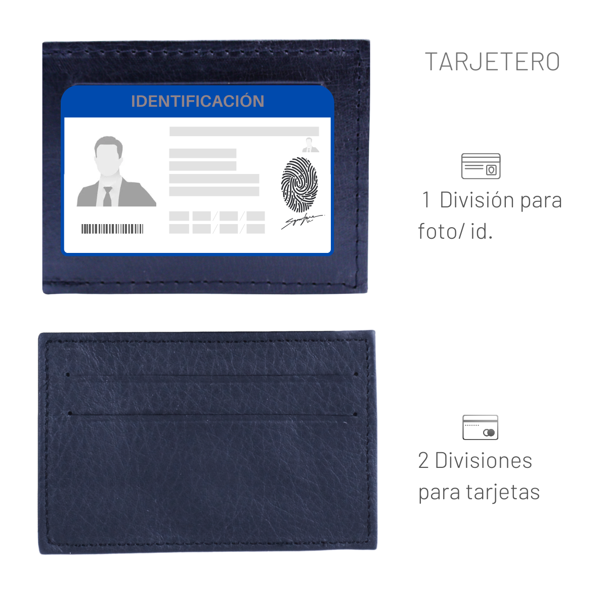 Cartera Hombre Piel Genuina Tarjetero Extraíble Horizontal Interiores en Piel