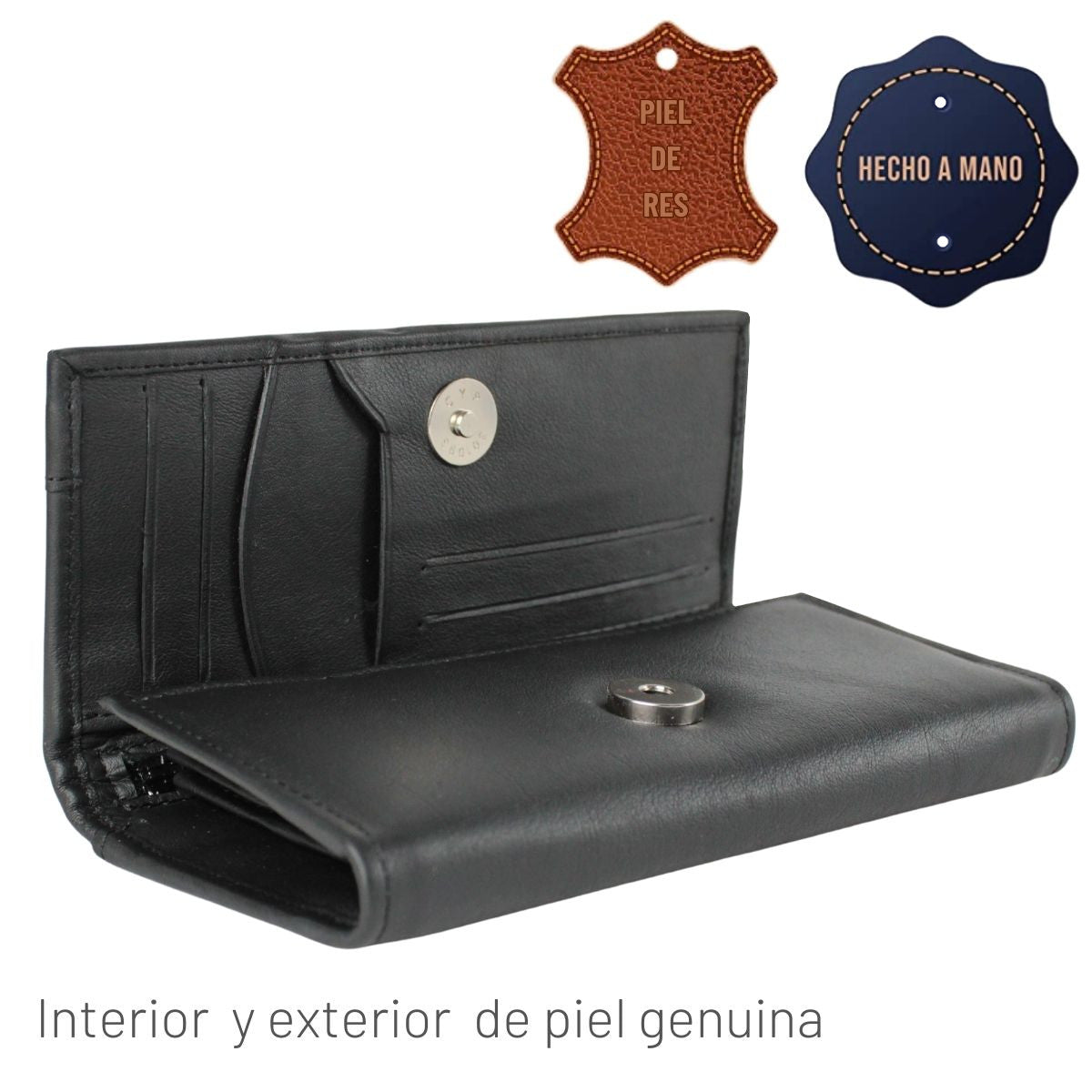 Cartera Mujer Piel Genuina Amplia Interiores en Piel