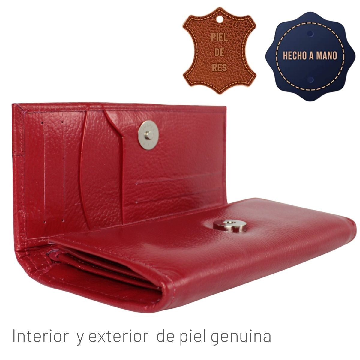 Cartera Mujer Piel Genuina Amplia Interiores en Piel