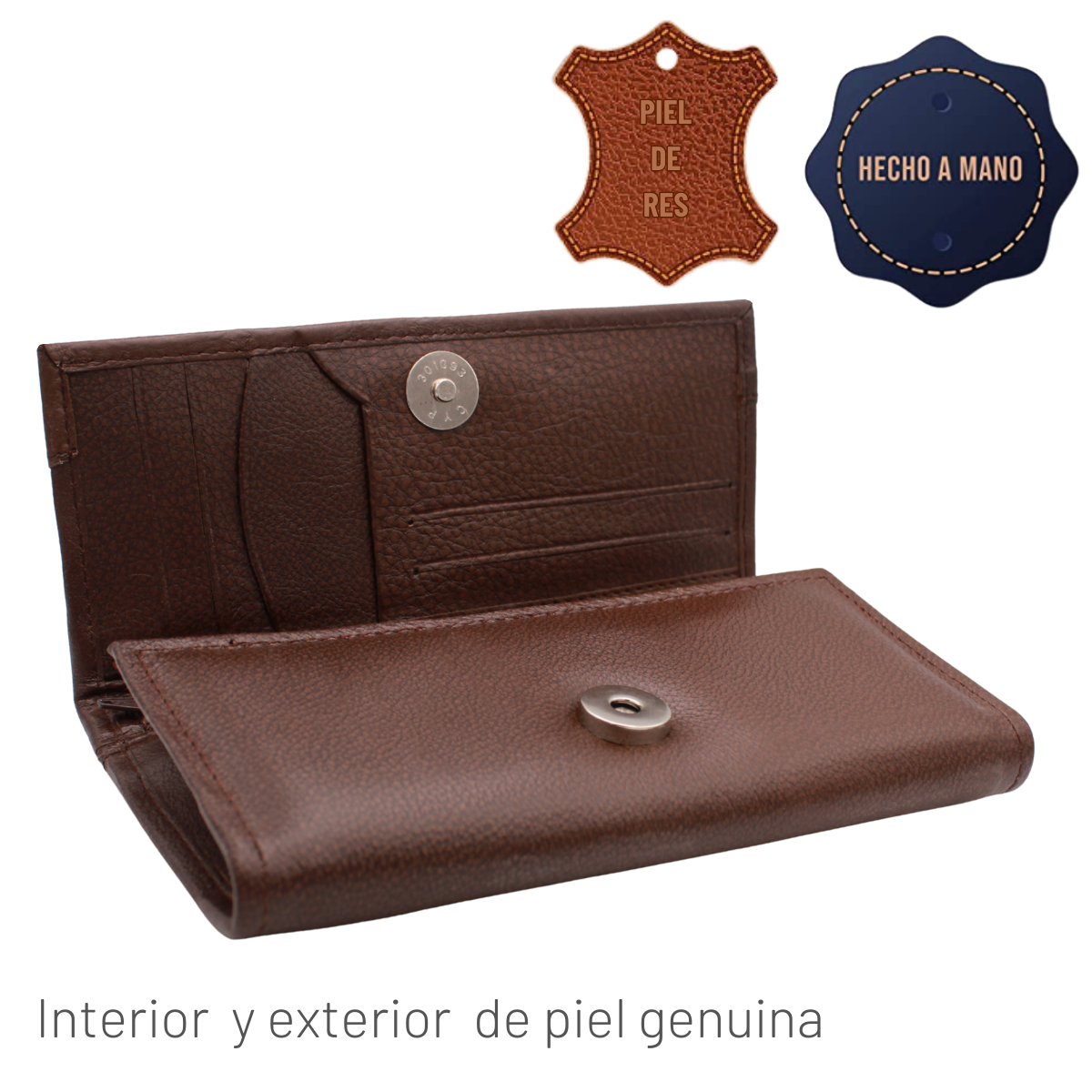 Cartera Mujer Piel Genuina Amplia Interiores en Piel